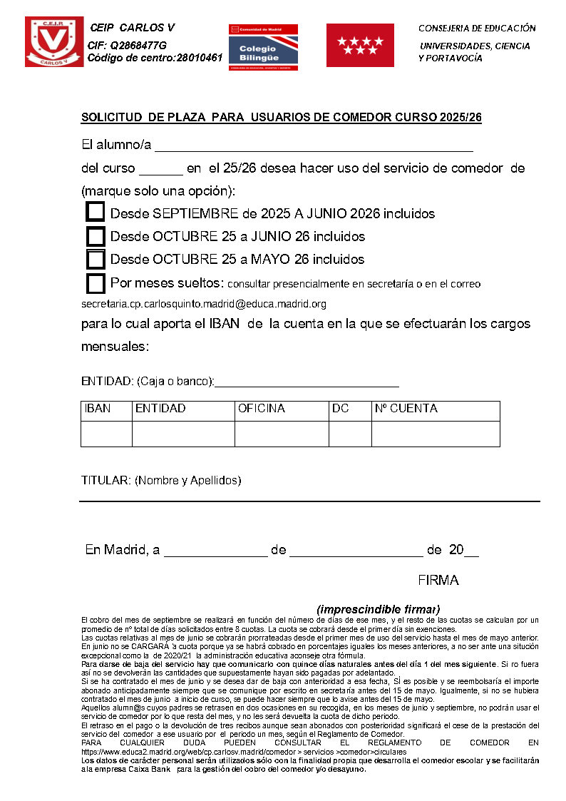 Solicitud comedor