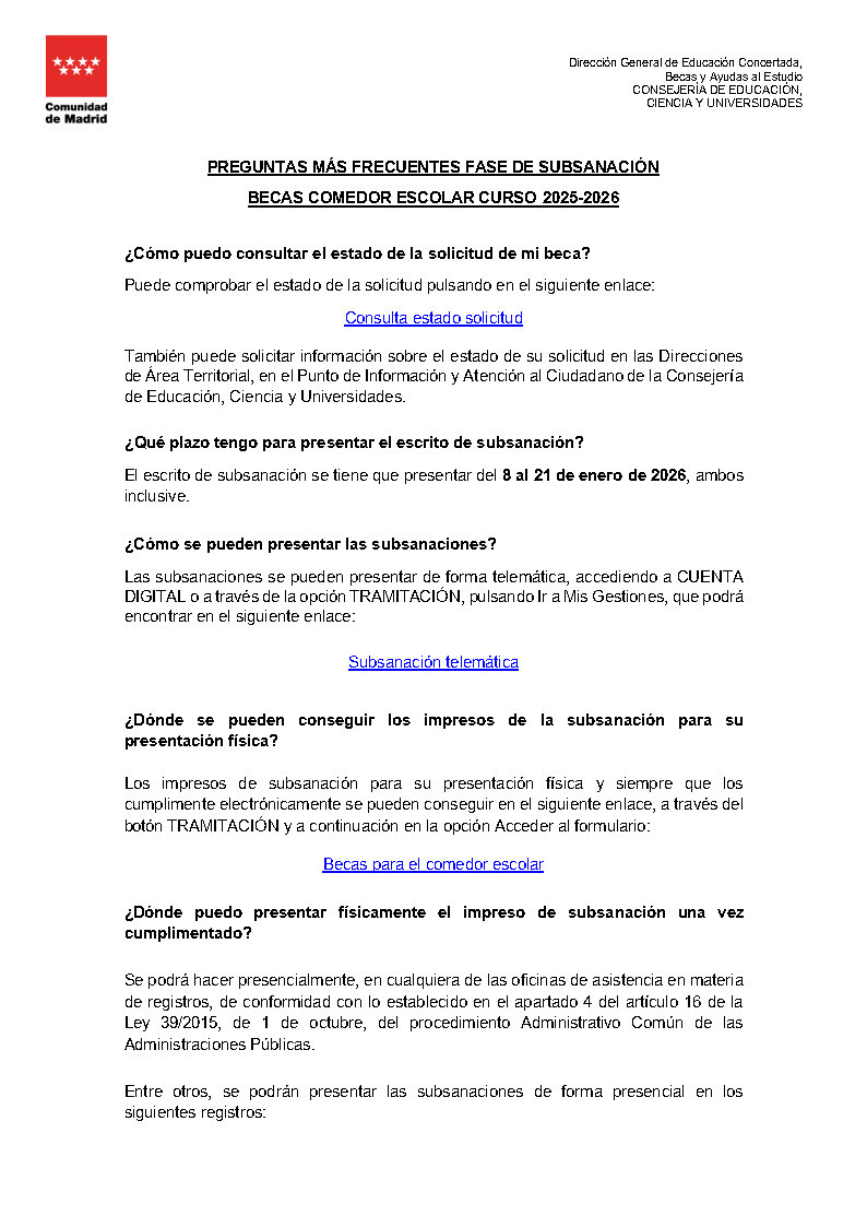 Preguntas más frecuentes en fase de subsanación 25-26